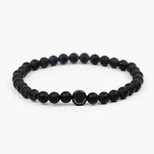 Caputo & Co - Gemstone Stretch Bracelet - black matte onyx